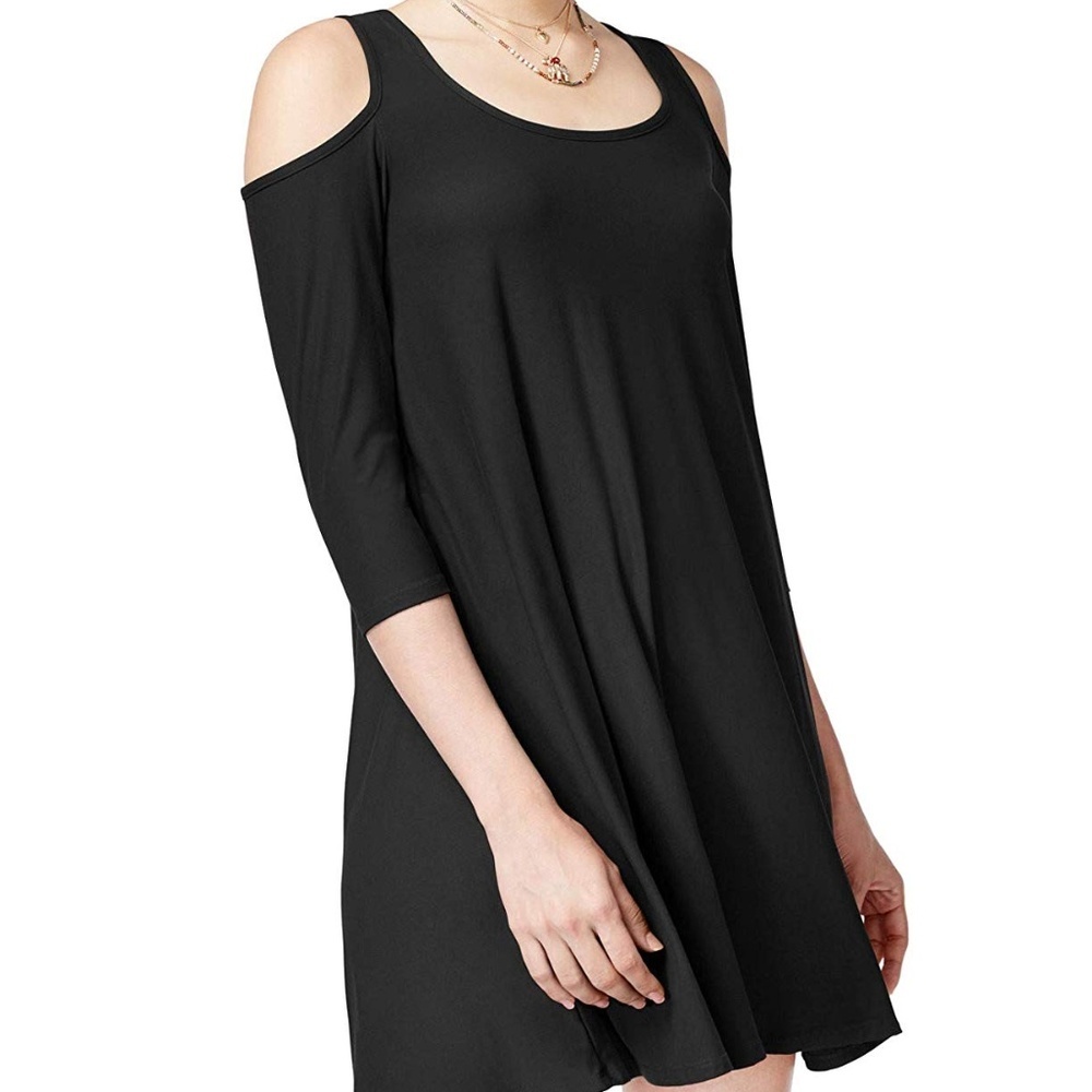 Planet Gold women XL cold shoulder scoop neck casual dress 3/4 sleeve Minimalist